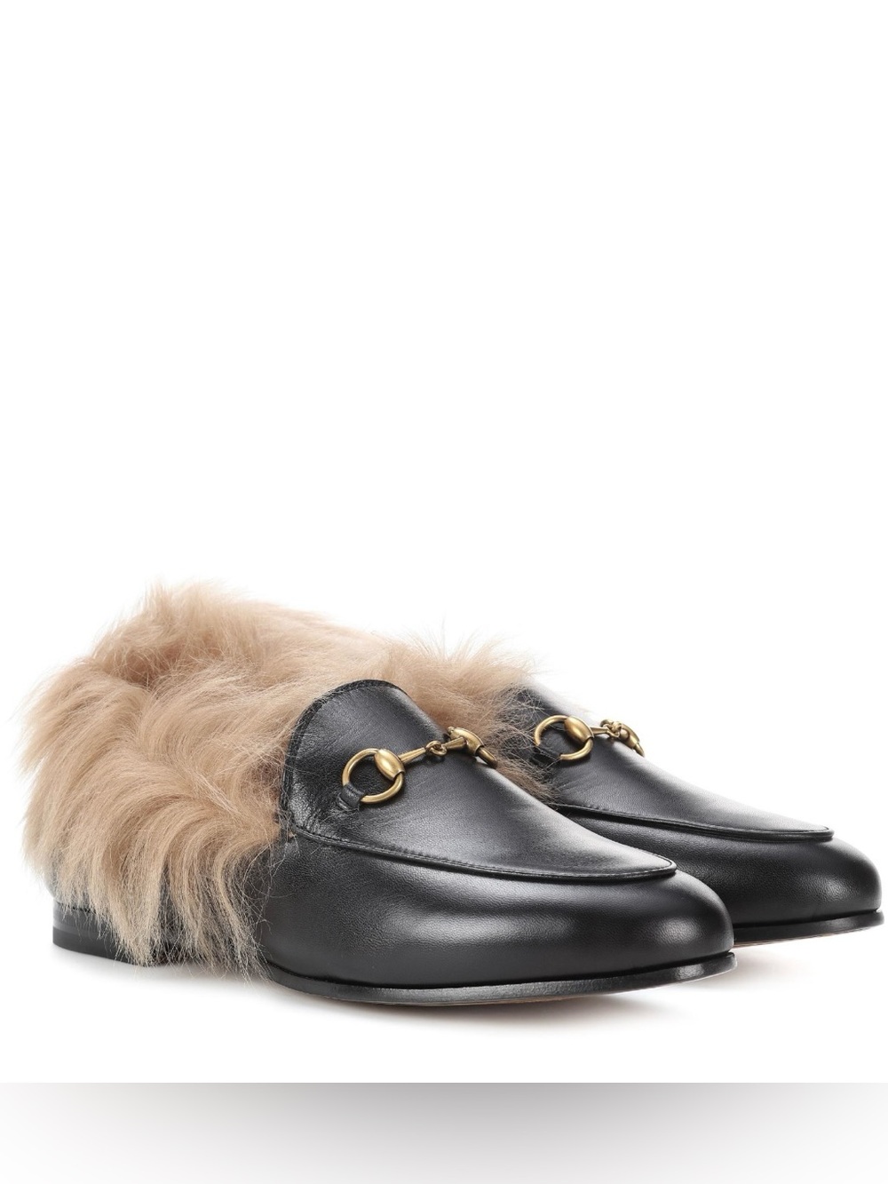 Gucci Jordaan Horsebit Fur Lined Black Leather Loafers Women EU 37